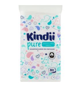 Kindii, Baby Sensitive, płatki bawełniane dla niemowląt, 60 szt.