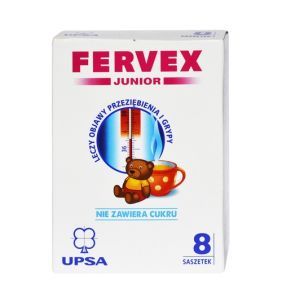 Fervex Junior, granulat bez cukru, 8 saszetek
