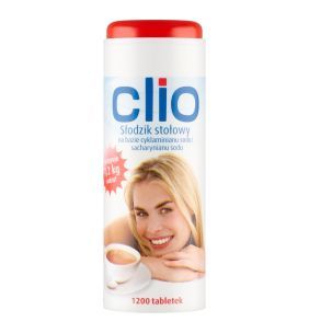 Clio, tabl., slodzik,1200 szt, dozownik