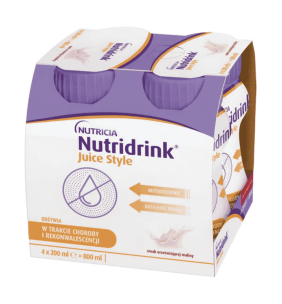 Nutridrink Juice Style, płyn,o smak orzeźwiającej maliny, 4 x 200ml