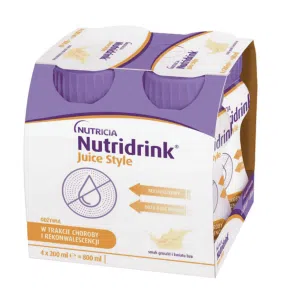 Nutridrink Juice Style, płyn,o smaku gruszki kwiat bzu, 4x200ml