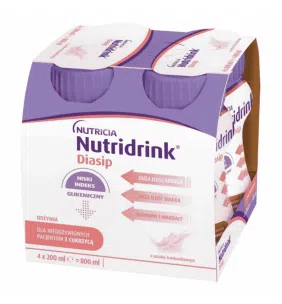 Nutridrink Diasip, płyn o smaku truskawkowym, 4 x 200 ml