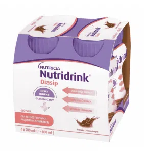 Nutridrink Diasip, płyn o smaku czekoladowym, 4 x 200 ml