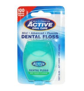 Active, nić dentystyczna udoskonalona, miętowa, woskowana z fluorem, 100 m