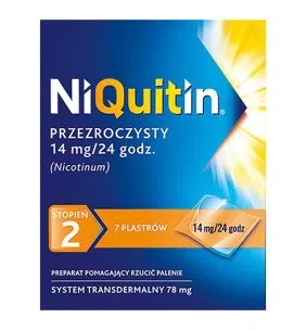 Niquitin przezroczysty, 14 mg/24 h, system transdermalny 78 mg, stopień 2, plastry, 7 szt.