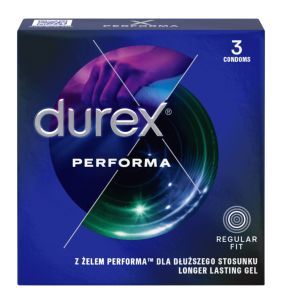 Durex Performa, prezerwatywy ze środkiem nawilżającym, 3 szt.
