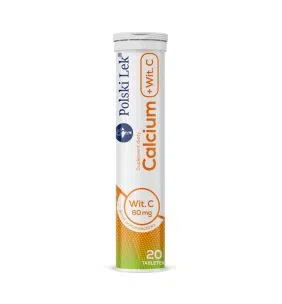 Calcium + witamina C, tabletki musujące o smaku pomarańczowym, 20 szt. (Polski Lek)