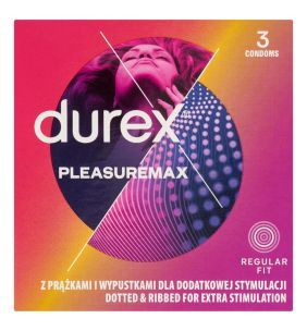 Durex Pleasuremax, prezerwatywy ze środkiem nawilżającym, 3 szt.