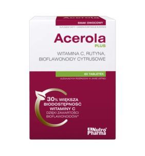 NutroPharma, Acerola Plus, tabletki do ssania, smak owocowy, 60 szt.