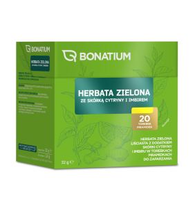 Bonatium Herbata zielona ze skórką cytryny i imbirem, 20 szt.