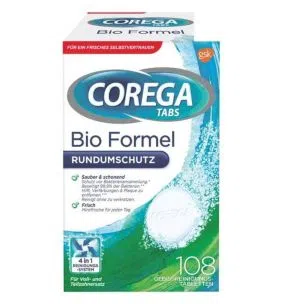 Corega Tabs Bio Formel, tabletki do czyszczenia protez, (MiniMaxi),108 szt.