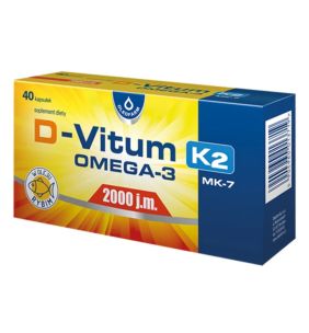 D-Vitum 2000 j.m. K2 MK-7 Omega-3, kaps.miękkie, 40 szt