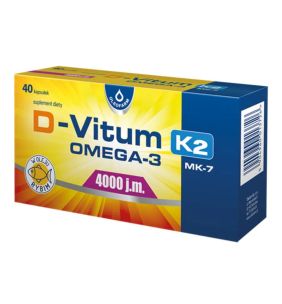D-Vitum 4000 j.m. K2 MK-7 OMEGA-3, kaps.miękkie, 40 szt