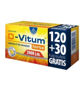 D-Vitum Forte 2000 j.m., kaps.,150 szt (120szt+30szt)