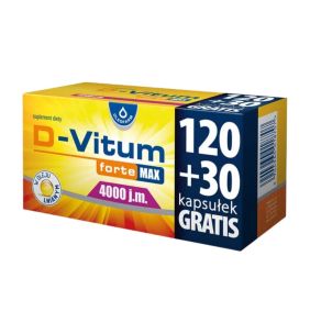 D-Vitum Forte Max 4000 j.m, kaps.,150 szt (120szt+30szt)