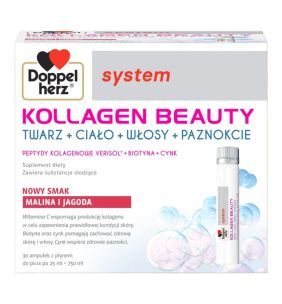 Doppelherz system Kollagen Beauty, płyn,malin,jag,25ml,30amp