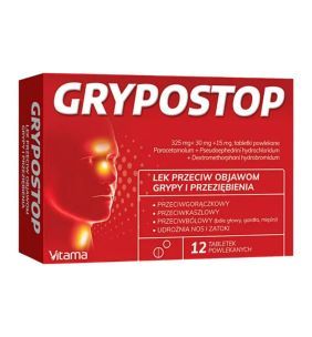 Grypostop, 325 mg + 30 mg + 15 mg, tabletki powlekane, 12 sztuk