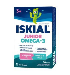 Iskial Junior Omega-3, żelki, sm.truskawkowy, 30 szt