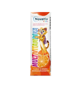 Novativ Kids Lizaki Multivitaminka, lizaki o smaku pomarańczowym, 30 sztuk