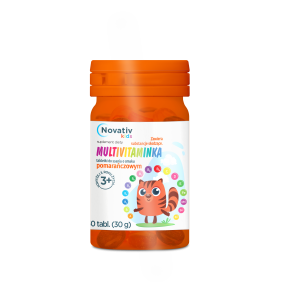 Novativ Kids Multivitaminka, 30 tabletek do ssania o smaku pomarańczowym