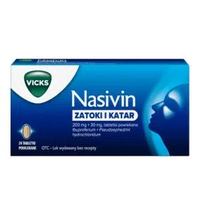 Nasivin Zatoki i Katar, 200mg+30mg, tabl.powl., 24 szt.