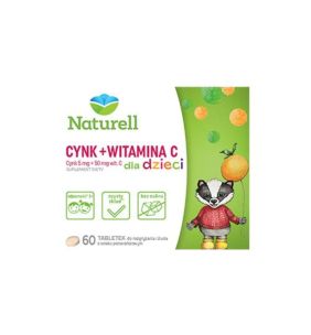 Naturell Cynk+Witamina C d/dzieci, tabl.do rozgr,zucia,60szt