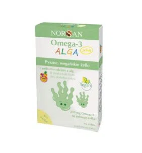 Norsan, Omega-3 Alga Jelly olej z alg morskich, żelki, 45 szt
