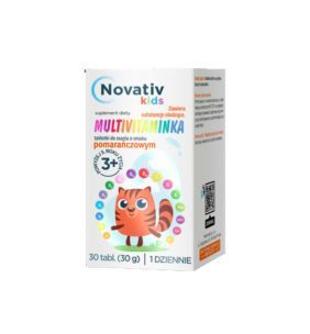 Novativ Kids Multivitaminka, 30 tabletek do ssania o smaku pomarańczowym