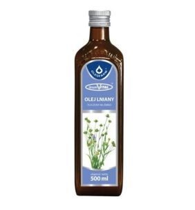 Olej lniany, tłoczony na zimno, 500 ml