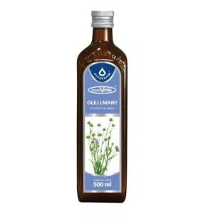 Olej lniany, tłoczony na zimno, 500 ml