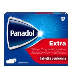Panadol Extra, 500 mg + 65 mg, tabletki powlekane, 24 sztuki