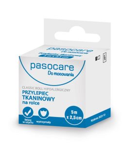 Pasocare, przylepiec tkaninowy, 5 m x 2,5 cm, 1 szt. (rolka)