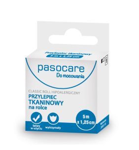 Pasocare, przylepiec tkaninowy, 5 m x 1,25 cm, 1 szt. (rolka)