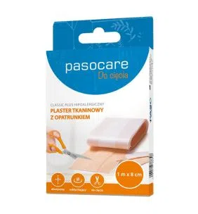 Pasocare Classic Plus, plaster tkaninowy z opatrunkiem, 1 m x 8 cm, 1 szt.