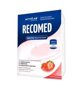 Recomed, koktajl odżywczy o smaku truskawkowym, proszek, 6 saszetek