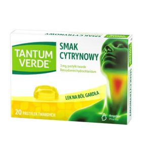 Tantum Verde sm.cytrynowy, 3 mg, pastyl.twarde, 20 szt