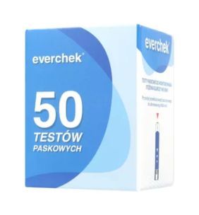 Test paskowy do monitorowania stężenia glukozy we krwi Everchek, 50 pasków