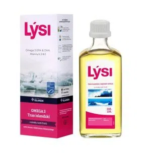 Tran islandzki Lysi o smaku tutti frutti, olej, 240 ml