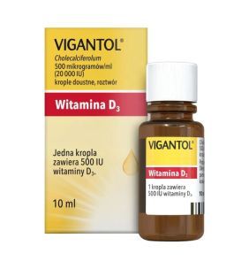 Vigantol, 500 mikrogram&oacute;w/ml (20 000 IU/ml), krople doustne, roztw&oacute;r