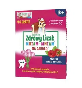 Zdrowy Lizak MniamMniam,na gardlo,malina,4szt+1szt,PR.773/19