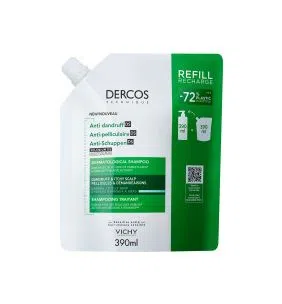 Vichy Dercos, szampon przeciwłupieżowy, włosy normalne i przetłuszczające się, refill, 390ml