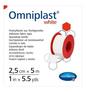 Omniplast, przylepiec mocujący z tkaniny wiskozowej, biały, 5 m x 2,5 cm, 1 szt.