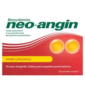 Benzydamine Neo-angin smak cytrynowy,3mg,pastyl.twarde,20szt