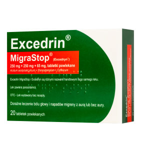 Excedrin MigraStop, tabl.powl.,(i.row),Delf,Belgia, 20 szt