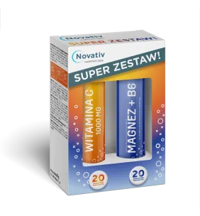  Novativ Dwupak tabletki musujące witamina C/ magnez+B6, 2 x 20 szt.