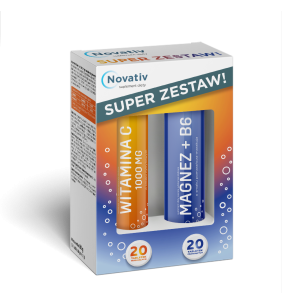  Novativ Dwupak tabletki musujące witamina C/ magnez+B6, 2 x 20 szt.