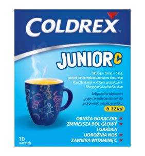 Coldrex Junior C, proszek do sporządzania roztworu doustnego, 10 saszetek