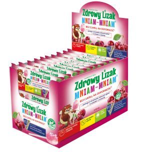 Zdrowy Lizak MniamMniam,musuj.wisnia,b/cukr,40szt,disp