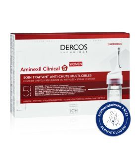 Vichy Dercos Aminexil Clinical 5, kuracja przeciw wypadaniu włosów dla kobiet, 6 ml, 21 ampułek