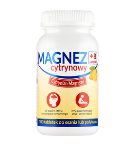 Magnez cytrynowy B Complex, tabletki, smak cytrynowy, 100 szt.